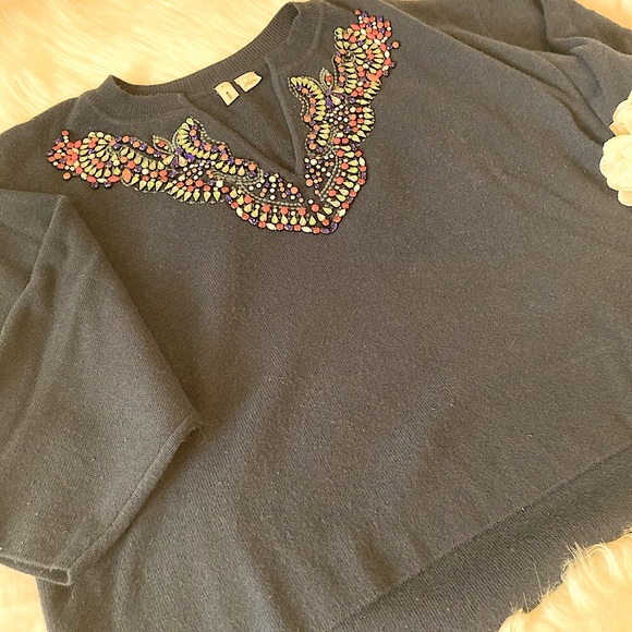 Anthropology/Moth Jewel-neck Sweater SZ-L - Picture 6 of 9